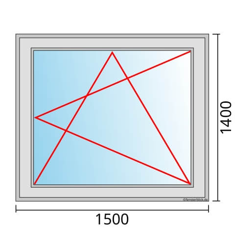 Einflügeliges Fenster 150x140 cm mit Dreh-Kipp-Rechts Öffnung
