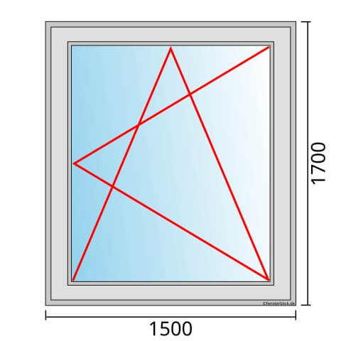 Einflügeliges Fenster 150x170 cm mit Dreh-Kipp-Rechts Öffnung