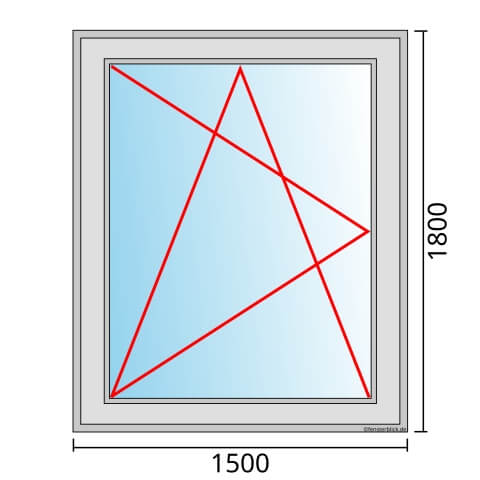 Einflügeliges Fenster 150x180 cm mit Dreh-Kipp-Links Öffnung