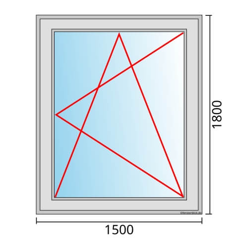 Einflügeliges Fenster 150x180 cm mit Dreh-Kipp-Rechts Öffnung