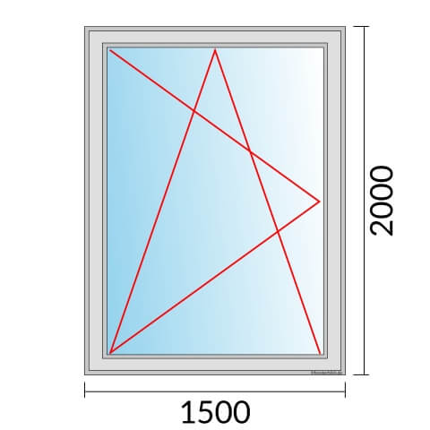 Einflügeliges Fenster 150x200 cm mit Dreh-Kipp-Links Öffnung