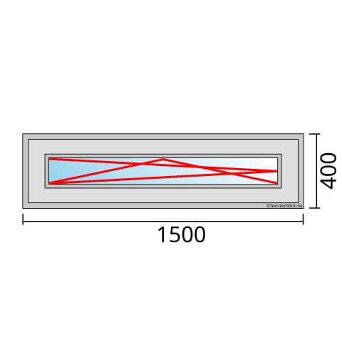 Einflügeliges Fenster 150x40 cm mit Dreh-Kipp-Links Öffnung