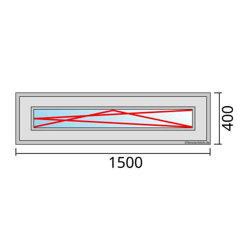 Einflügeliges Fenster 150x40 cm mit Dreh-Kipp-Rechts Öffnung