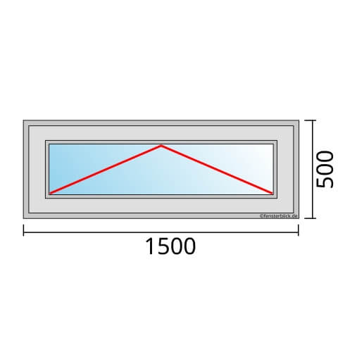 Einflügeliges Fenster 150x50 cm mit Kipp Öffnung