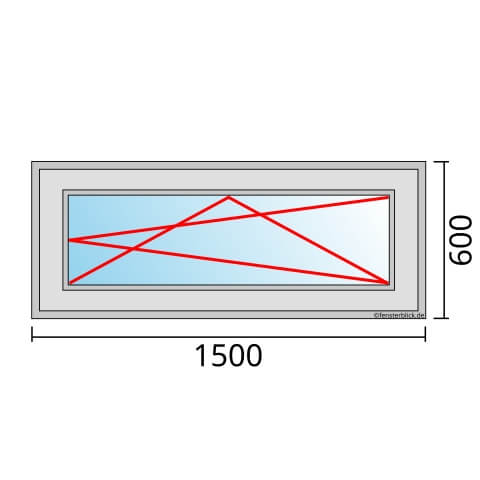 Einflügeliges Fenster 150x60 cm mit Dreh-Kipp-Rechts Öffnung