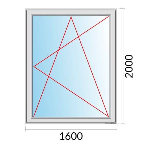 Einflügeliges Fenster 160x200 cm mit Dreh-Kipp-Rechts Öffnung