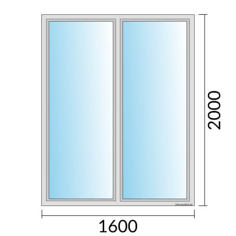 Zweiflügeliges Fenster 160x200 cm mit Festverglasung im Rahmen & mit Festverglasung im Rahmen