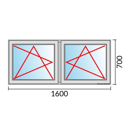 Zweiflügeliges Fenster 160x70 cm mit Dreh-Kipp-Links & Dreh-Kipp-Rechts Öffnung