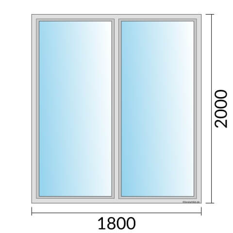 Zweiflügeliges Fenster 180x200 cm mit Festverglasung im Rahmen & mit Festverglasung im Rahmen
