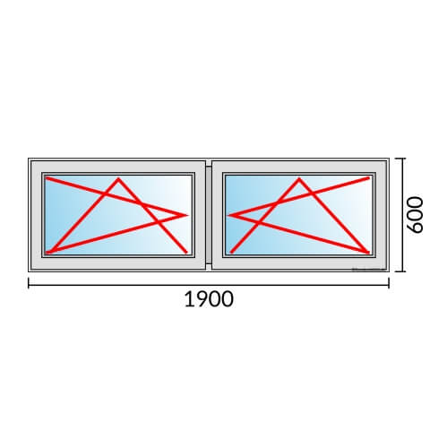 Zweiflügeliges Fenster 190x60 cm mit Dreh-Kipp-Links & Dreh-Kipp-Rechts Öffnung