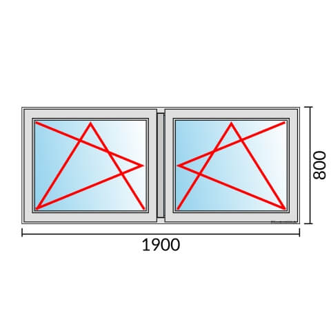Zweiflügeliges Fenster 190x80 cm mit Dreh-Kipp-Links & Dreh-Kipp-Rechts Öffnung