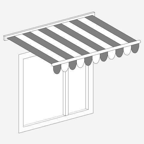 Markise mit Glasfront Grau-Weiss gestreift