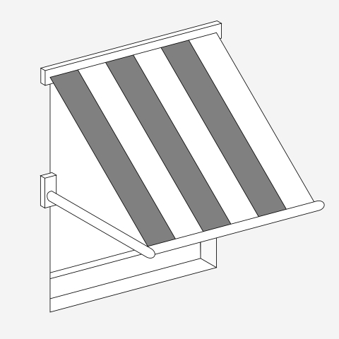 Markise Grau-Weiss gestreift