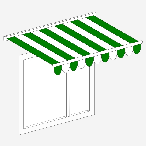 Markise mit Glasfront Grün-Weiss gestreift