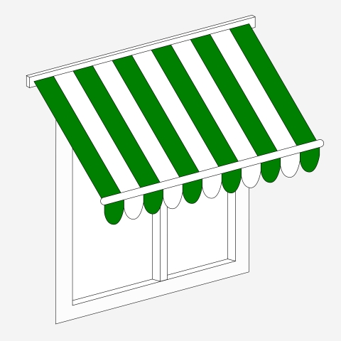 Markise groß Grün-Weiss gestreift