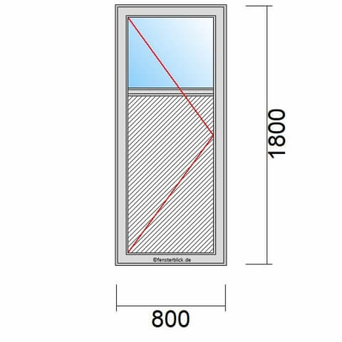 Nebeneingangstür mit Füllung 800x1800mm DL schematische Zeichnung