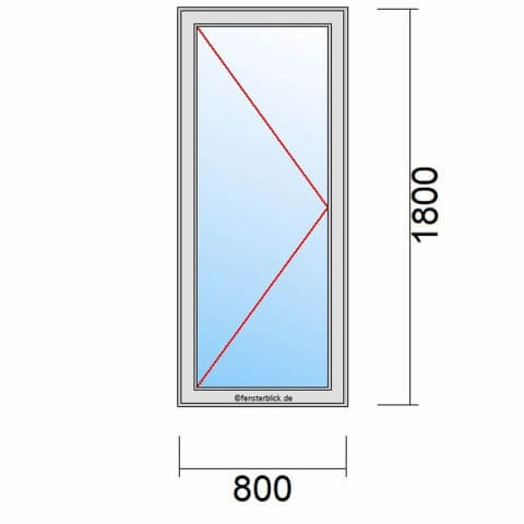 Nebeneingangstür 800x1800mm DL schematische Zeichnung