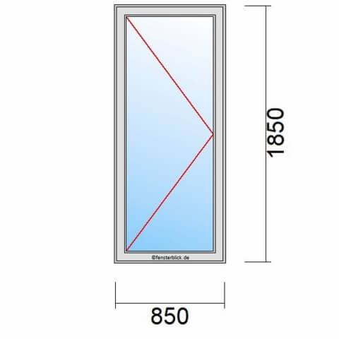Nebeneingangstür 850x1850mm DL schematische Zeichnung