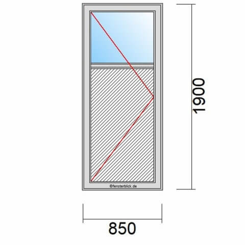 Nebeneingangstür mit Füllung 850x1900mm DL schematische Zeichnung