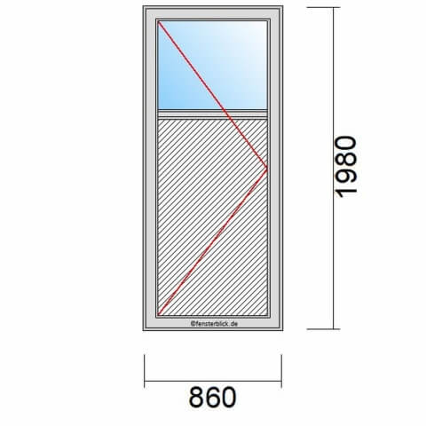 Nebeneingangstür mit Füllung 860x1980mm DL schematische Zeichnung