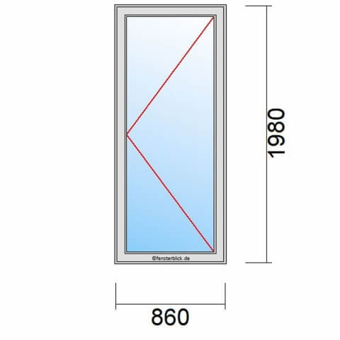 Nebeneingangstür 860x1980mm DR schematische Zeichnung