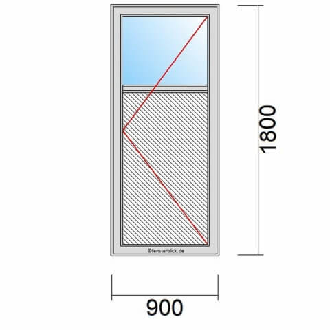 Nebeneingangstür mit Füllung 900x1800mm DR schematische Zeichnung