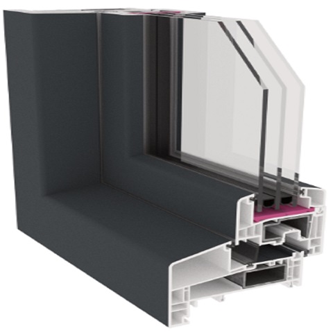 Kunststofffenster Gealan S 9000 NL Profil anthrazit - außen