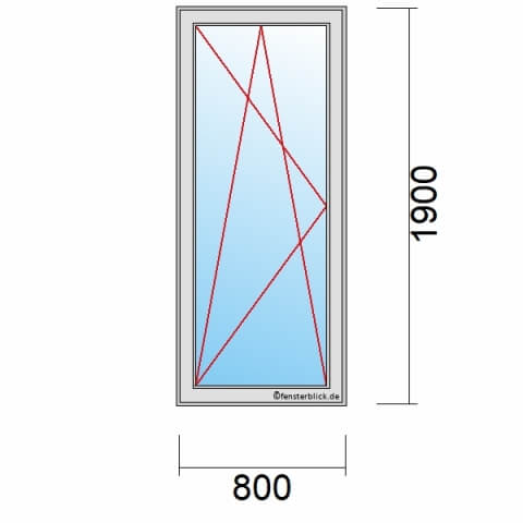 Balkontür 800x1900 mm 1-flüglig Dreh-Kipp-Links technische Details