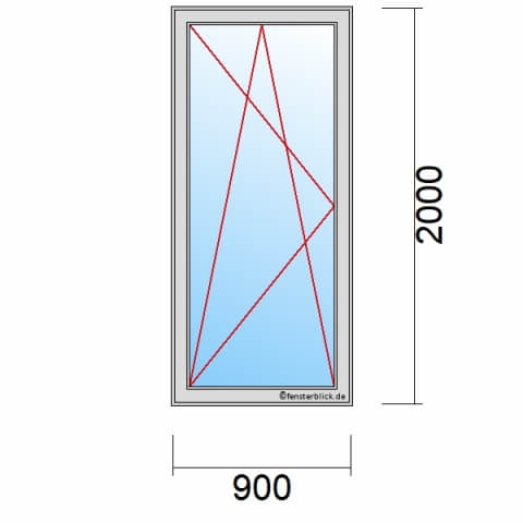 Balkontür 90x200 cm 1-flüglig Dreh-Kipp-Links technische Details