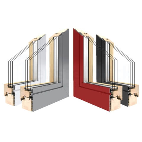 Holz-Alu Balkontür-Profil in verschiedenen Farben