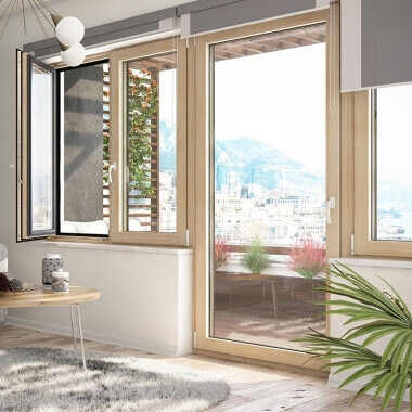 Balkontür mit Fenster aus Holz-Aluminium