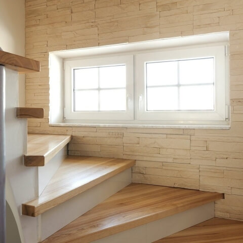 2-flg. Treppenhausfenster rechteckig in Weiß