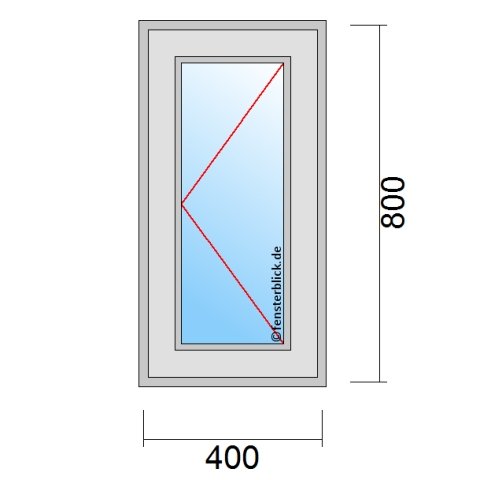 Fenster 400x800mm Öffnung Dreh-Rechts technische Details