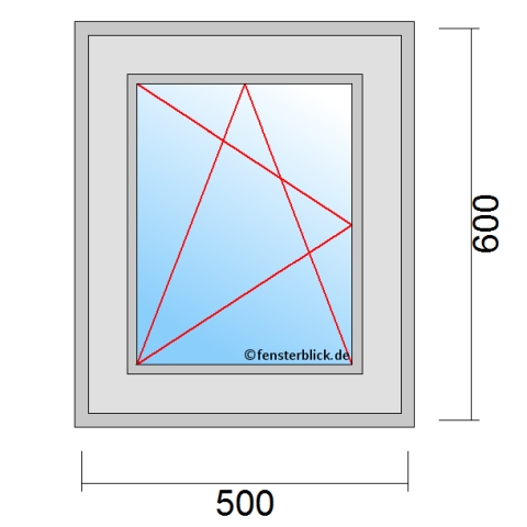 Fenster 500x600mm Dreh-Kipp-Links technische Details