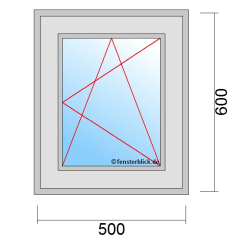 Fenster 500x600mm Dreh-Kipp-Rechts technische Details