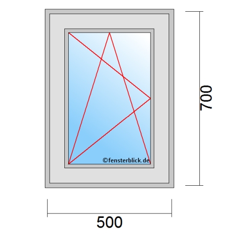 Fenster 500x700mm Dreh-Kipp-Links technische Details