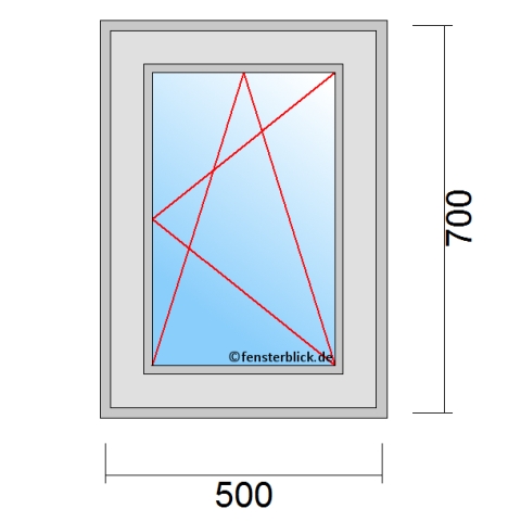 Fenster 500x700mm Dreh-Kipp-Rechts technische Details