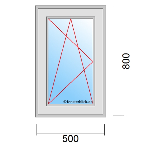 Fenster 500x800mm Dreh-Kipp-Links technische Details