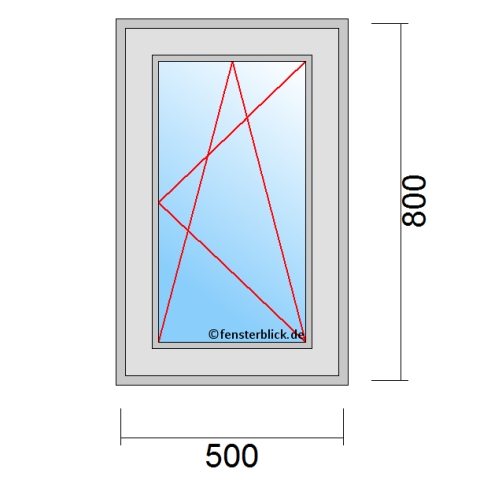 Fenster 500x800mm Dreh-Kipp-Rechts technische Details