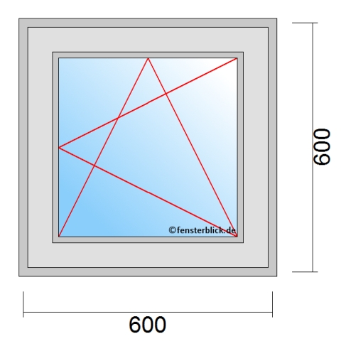 Fenster 600x600mm Dreh-Kipp-Rechts technische Details
