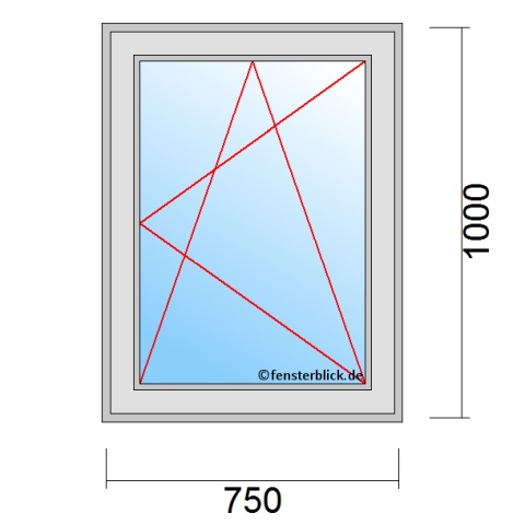 Fenster 750x1000mm Dreh-Kipp-Rechts technische Details