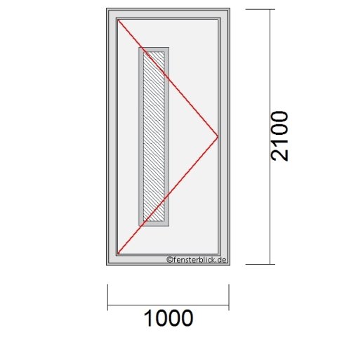 Haustür 1000x2100mm DL schematische Zeichnung