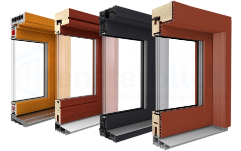 HS-Tür Profile aus Kunststoff, Holz, Aluminium und Holz-Alu