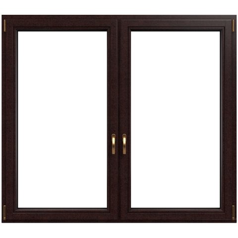 Meranti Holzfenster Softline 2-flg. mit Nussbaum Lasur