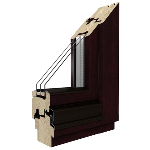 Holzfenster Profil Softline Kiefer mit Schwarzbraun Lasur