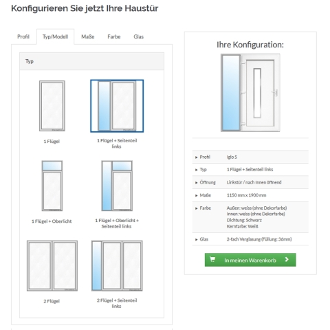 Haustür-Konfigurator Auswahl Haustürtypen