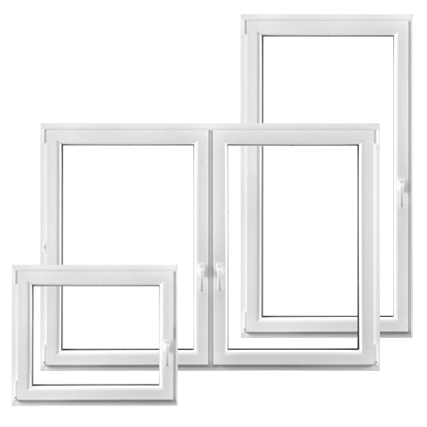 Verschiedene Fenstergrößen in Weiß