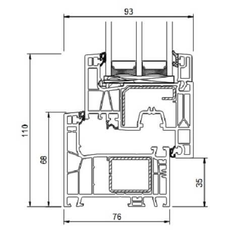 Kunststofffenster Aluplast IDEAL Neo AD 76mm Technische Details