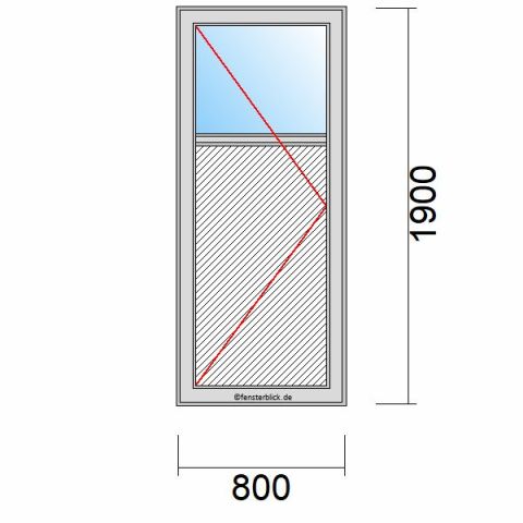 Nebeneingangstür mit Füllung 800x1900mm DL schematische Zeichnung