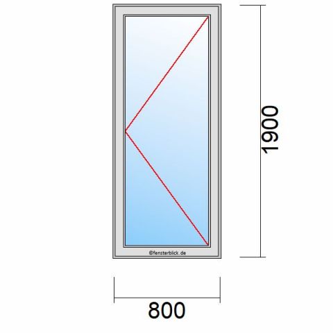 Nebeneingangstür 800x1900mm DR schematische Zeichnung